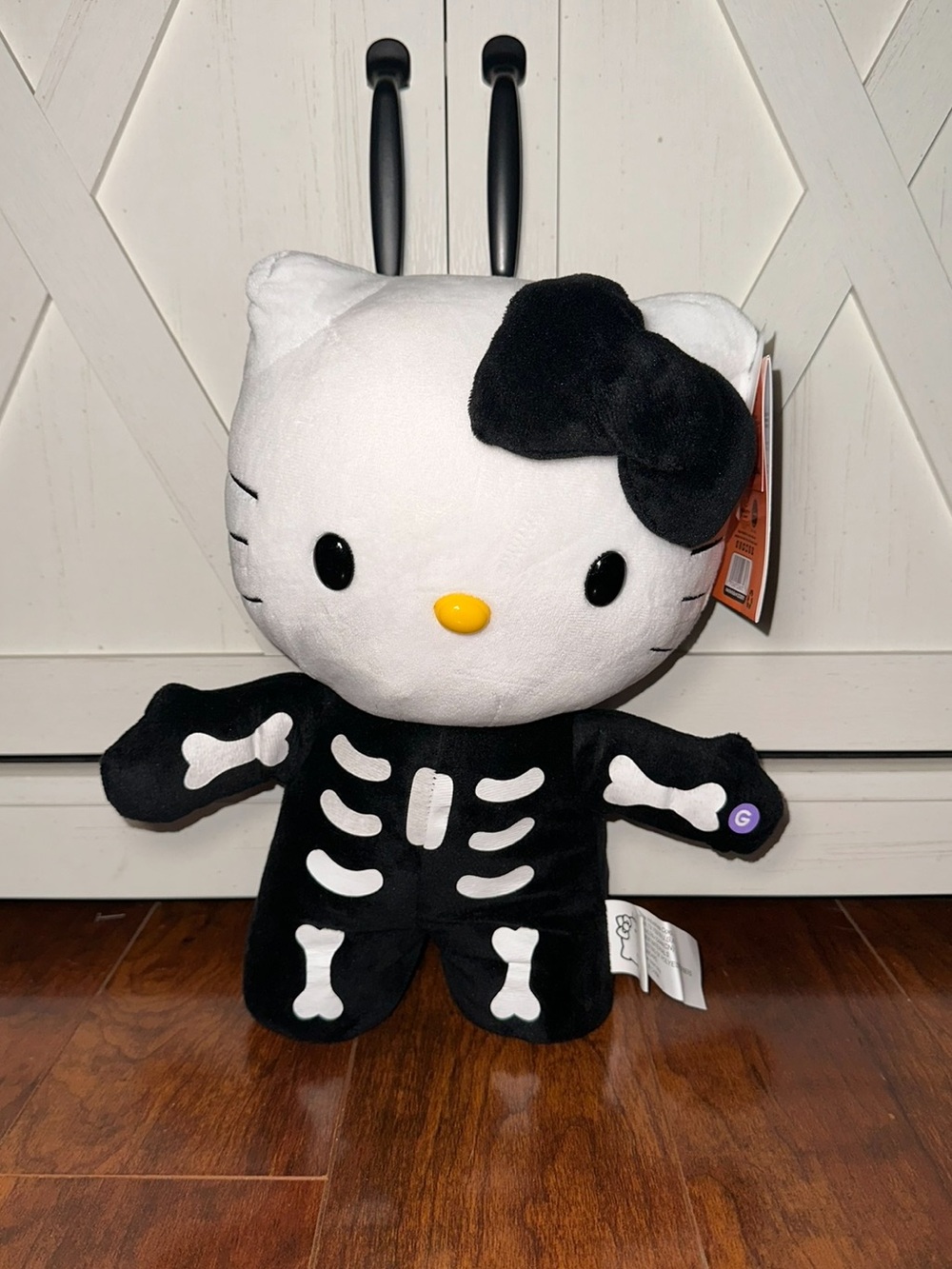 Hello Kitty Halloween Plush Greeter with Black & White Skeleton Costume